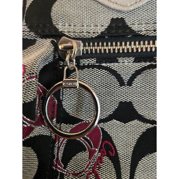 Coach Poppy Signature Hearts Gray Black Canvas Large Tote Bag/ Shoulder Bag - Picture 4 of 12